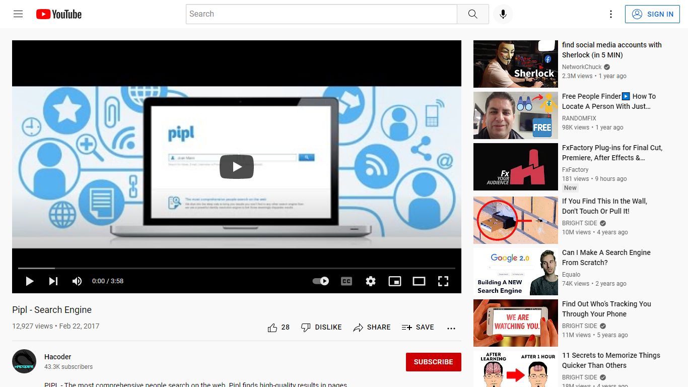 Pipl - Search Engine - YouTube