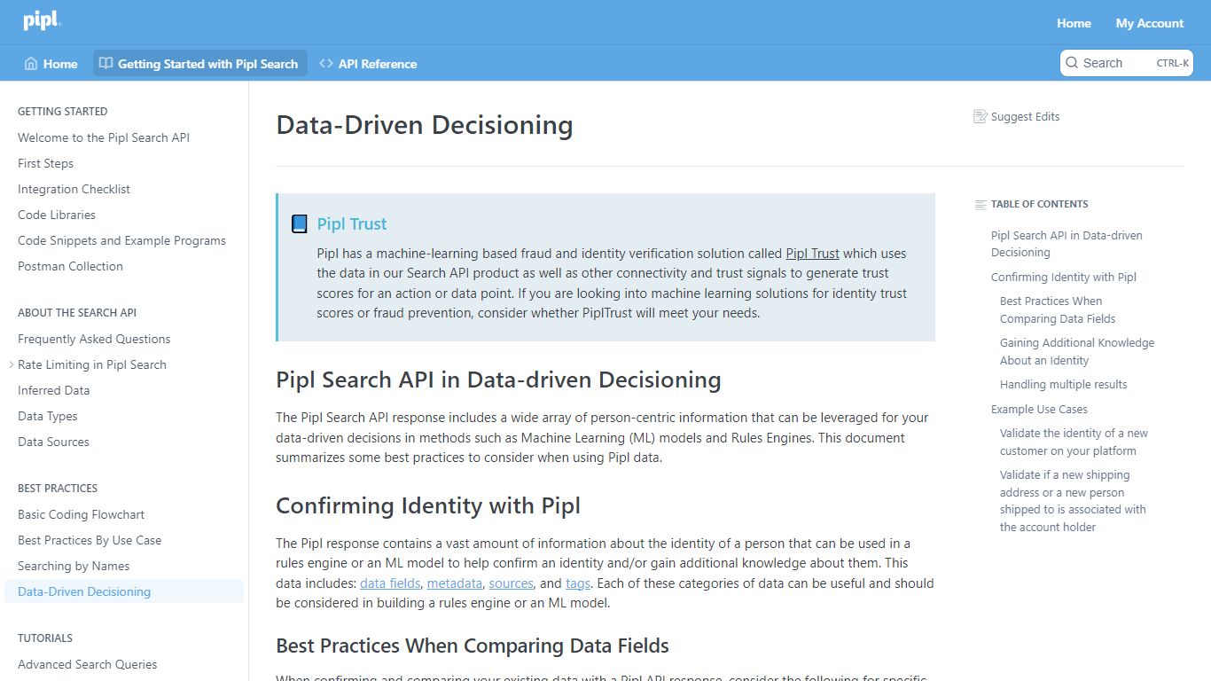 Data-Driven Decisioning - Pipl Search API Documentation